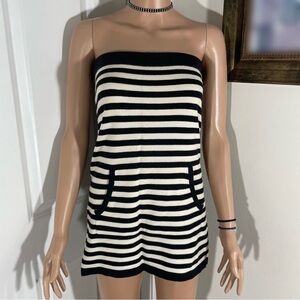 Babe & Co. Malibu Barbie B&W Stripped Tube Dress With Front Pocket | Size: L